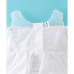 Babyhug Sleeveless Mesh Party Frock with Floral Applique - White