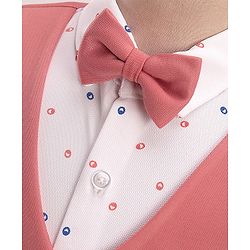Babyhug Full Sleeves Three Piece Party Suit with Bow & Stretch - White & Pink