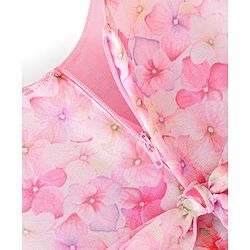 Babyhug Sleeveless Floral Printed Fit & Flare Party Frock with Floral Applique - Pink