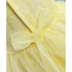 Babyhug Sleeveless Rubber Floral Printed with Corsage Flared Party Frock - Yellow