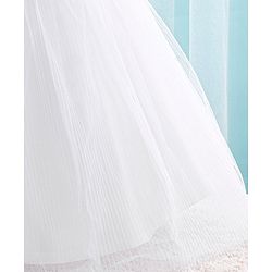 Babyhug Sleeveless Mesh Party Frock with Sequin Detailing - White