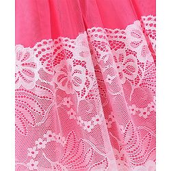 Babyhug Cap Sleeves Lace & Mesh Detailing with Bow Party Frock - Candy Pink