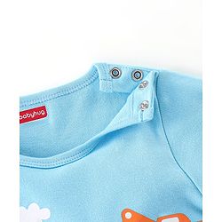 Babyhug 100 % Cotton Full Sleeves Onesie JCB Printed - Blue