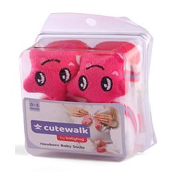 Cute Walk by Babyhug Socks Shoes with Star Applique - Light Pink