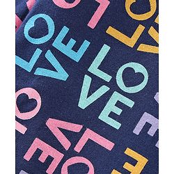 Babyhug Cotton Knit Full Sleeves Night Suit with Text Print - Navy Blue