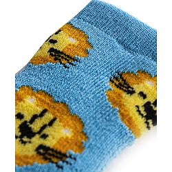 Cutewalk By Babyhug Cotton Anti Bacterial Ankle Length Socks Stripes & Tiger Design Pack Of 3- Blue White & Yellow