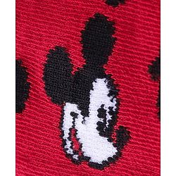 Cute Walk Disney by Babyhug Cotton Knit Ankle Length Anti Bacterial Socks Stripes & Mickey Mouse Design Pack of 3 - Red Black & Grey