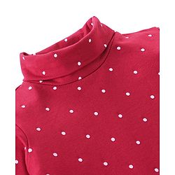 Babyhug Cotton Knit Full Sleeves Skivi Tee with Polka Dots Print - Maroon