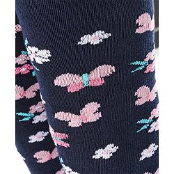 Cutewalk by Babyhug Non Terry Footed Anti Bacterial Butterfly Design Tights - Navy Blue