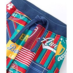 Babyhug Cotton Looper Full Length Lounge Pants Text Print - Blue