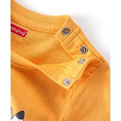 Babyhug Cotton Knit Full Sleeves Night Suit With Caterpillar Print - Yellow