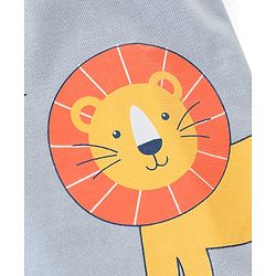 Babyhug Cotton Knit Full Sleeves Lion & Giraffe Printed Night Suit - Blue