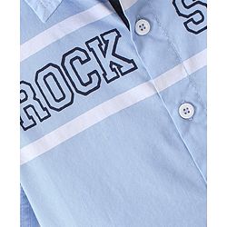 Babyhug Cotton Woven Full Sleeves Text Printed Shirt - Blue