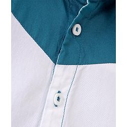 Babyhug Cotton Woven Full Sleeve Cut & Sew Shirt Solid Colour - Green White & Brown