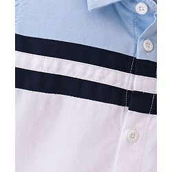 Babyhug 100% Cotton Knit Full Sleeve Shirt Solid Colour - Blue & White