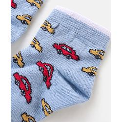 Cute Walk by Babyhug Cotton Knit Anti-Bacterial Ankle Length Cars & Striped Design Socks Pack of 3 - Red & Blue