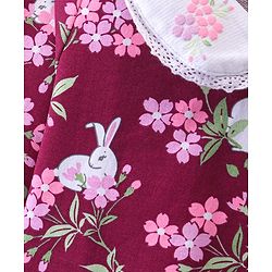 Babyhug Cotton Knit Full Sleeves Sweatshirt Floral Print - Maroon