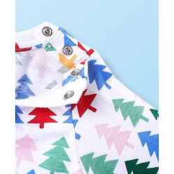 Babyhug Cotton Knit Single Jersey Full Sleeves Night Suit With Pinetree Print - White