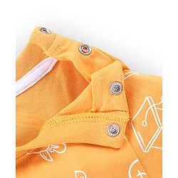 Babyhug Dungaree and Full Sleeves T-Shirt Set Rocket Print - Orange & Blue