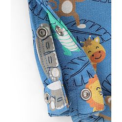 Babyhug 100% Cotton Knit Dungarees & Full Sleeves T-Shirt With Striped & Animals Print - Orange & Blue