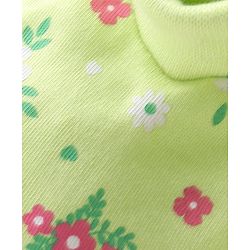 Babyhug 100% Cotton Interlock Knit Mittens & Booties Floral Print - Green