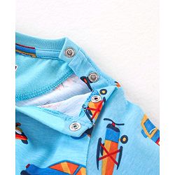 Babyhug Cotton Full Sleeves Night Suit Vehicles Print - Blue