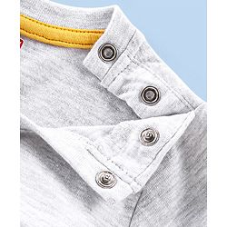 Babyhug 100% Cotton Knit Full Sleeves T-Shirt Croc Graphics Print - White Melange