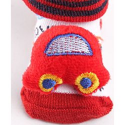 Cute Walk by Babyhug Sock Shoes with Car Applique - Red