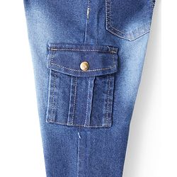Babyhug Denim Full Length Jogger With Stretch Solid Colour - Blue