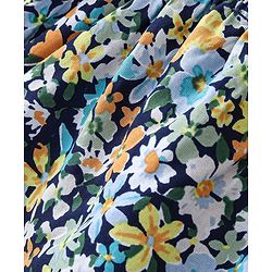 Babyhug 100% Rayon Half Sleeves Top Floral Printed with Back Bow Detailing - Blue