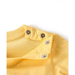 Babyhug Cotton Knit Full Sleeves Night Suit With Teddy Print - Yellow & Navy Blue