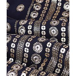 Babyhug Half Sleeves Embroidered Choli with Embroidered Lehenga and Dupatta Set - Navy Blue
