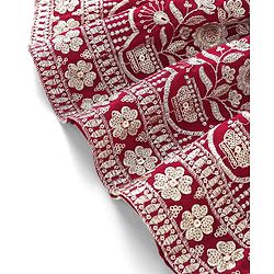 Babyhug Short Sleeve Floral Embroidered Choli with Lehenga and Dupatta Set-Hot Pink