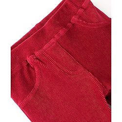 Babyhug Full Length Cotton Knit Corduroy Jeggings - Red