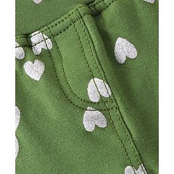 Babyhug Cotton Knit Full Length Heart Printed Jeggings - Green