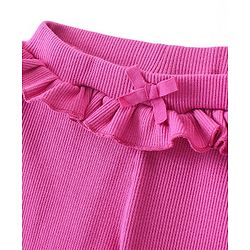 Babyhug Cotton Lycra Full Length Leggings with Frill Detailing - Fuchsia