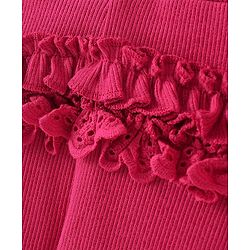 Babyhug Cotton Lycra Full Length Solid Leggings with Bow Applique - Red