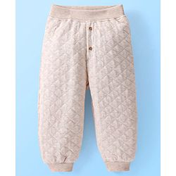 Babyhug Cotton Looper Full Length Lounge Pant Checkered - Cream