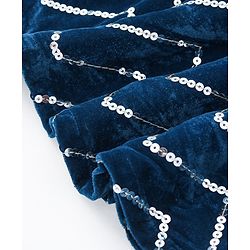 Babyhug Half Sleeves Velvet Sequenced Choli with Embroidered Lehenga and Dupatta Set - Navy Blue