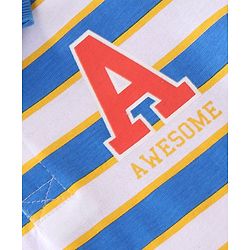 Babyhug Cotton Knit Full Sleeves Striped T-Shirt - Blue & White