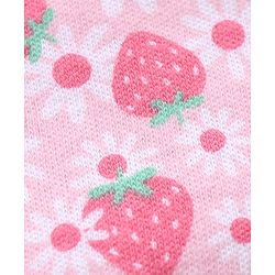 Babyhug 100% Cotton Interlock Knit Cap Mittens & Booties Set with Strawberry Print - Pink