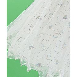 Babyhug Woven Sleeveless Party Frock Sequinned With Floral Applique - White