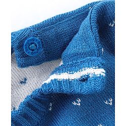 Babyhug Full Sleeves Sweater Set Reindeer Design - Blue