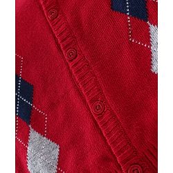 Babyhug Knitted Full Sleeves Sweater With Kite Print - Red