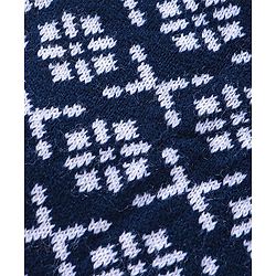 Babyhug Knit Full Length Fleece and Woollen Pant Chevron Print - Navy Blue