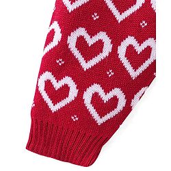 Babyhug Knit Full Length Fleece and Woollen Pant Heart Design - Red