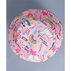 Babyhug Cotton Bucket Hat Animal Print Pink - Diameter 17 cm