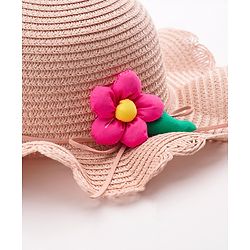 Babyhug Straw Hat Flower Design Pink - Diameter 18 cm