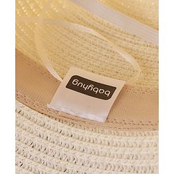 Babyhug Straw Hat with Bow Applique and Purse - White