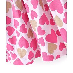 Babyhug 100% Cotton Knit Full Sleeves Inner T-Shirt & Frock With Heart Print - Pink
